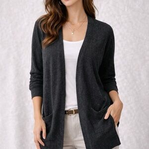 Size Medium J Jill Open Front Cardigan- Silk Cotton Blend Longline Minimalist